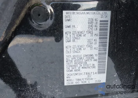 2015 Nissan Rogue S from USA, damaged, VIN 5N1AT2MT1FC786714